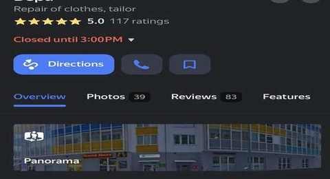 Atelier Vera on Yandex Maps showing 5.0 stars and 117 ratings